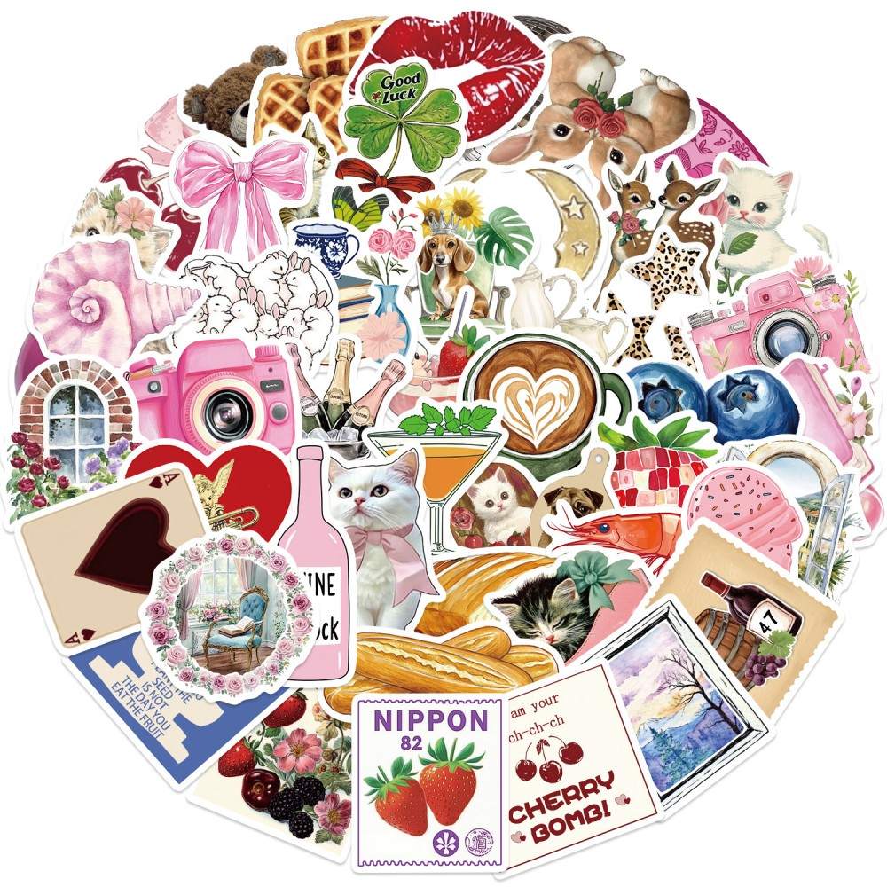 50PCS Pink Aesthetic Graffiti Stickers