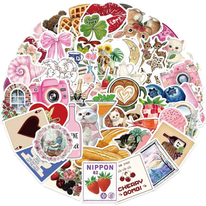 50PCS Pink Aesthetic Graffiti Stickers