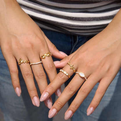 Sparkling Evil Eye "Love & Lucky" Stacking Ring