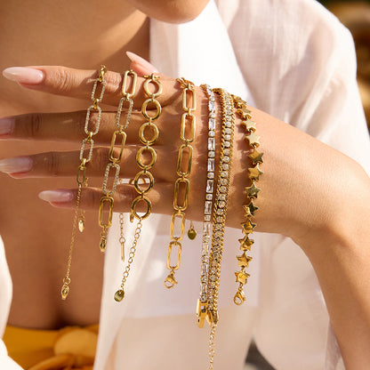 18K Gold-Plated Connected Star Chain Bracelet
