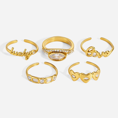 Sparkling Evil Eye "Love & Lucky" Stacking Ring