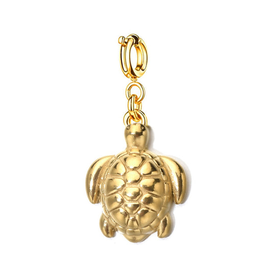 Gold Sea Turtle Charm | Coastal Summer Pendant for Bracelet & Bag