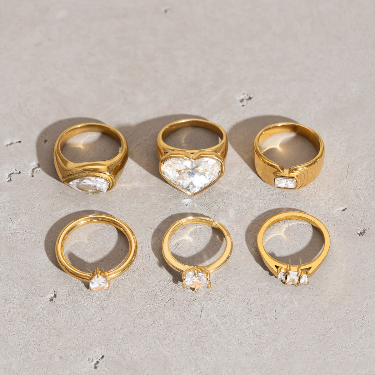 Multi-Shape Crystal Multi-Row Stacking Ring