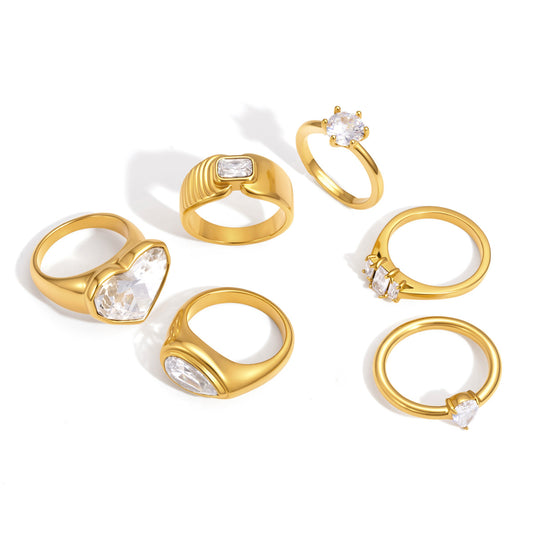 Multi-Shape Crystal Multi-Row Stacking Ring