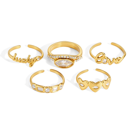 Sparkling Evil Eye "Love & Lucky" Stacking Ring