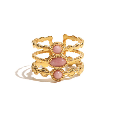 Vintage French Rhodochrosite Open Ring