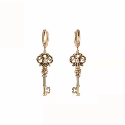 Vintage Heart / Key Earrings