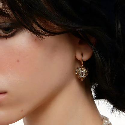 Vintage Heart / Key Earrings