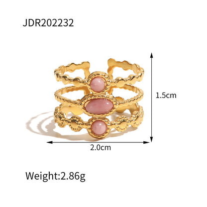 Vintage French Rhodochrosite Open Ring