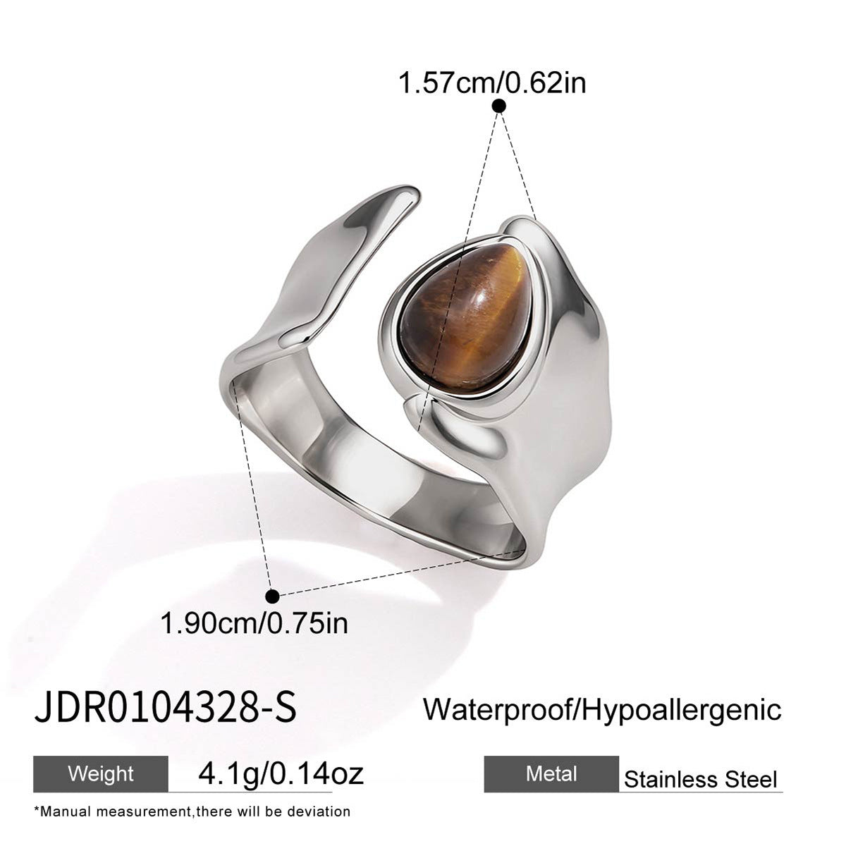 Modern Irregular Tiger's Eye Ring
