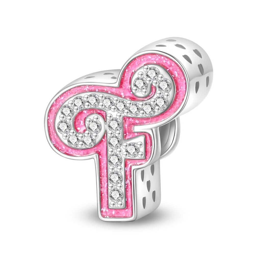 Pink Rhinestone Letter Charm