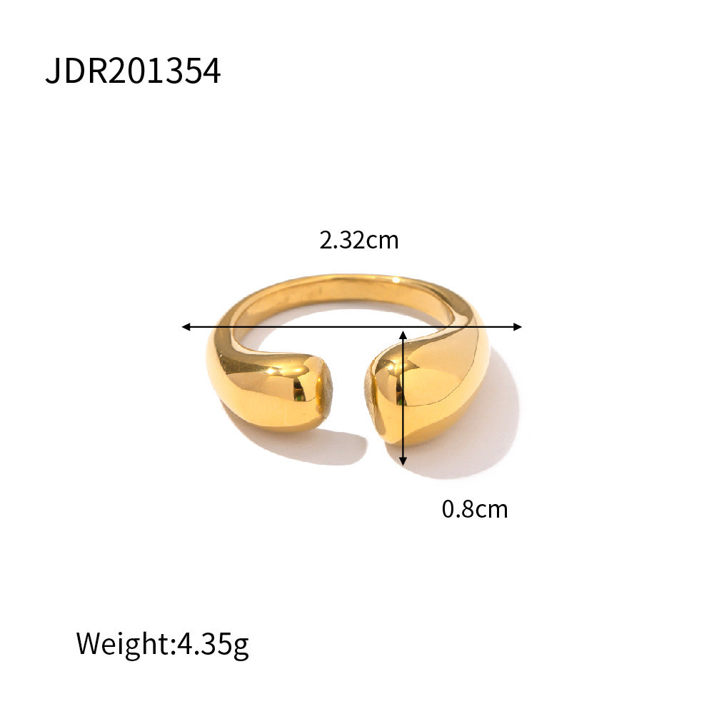 Sleek Asymmetric Teardrop Open Ring