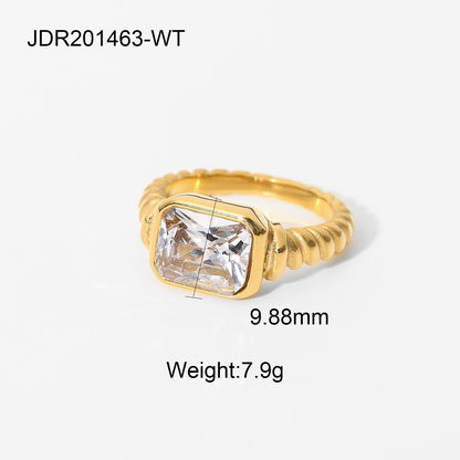 Croissant Twisted Emerald-Cut Ring