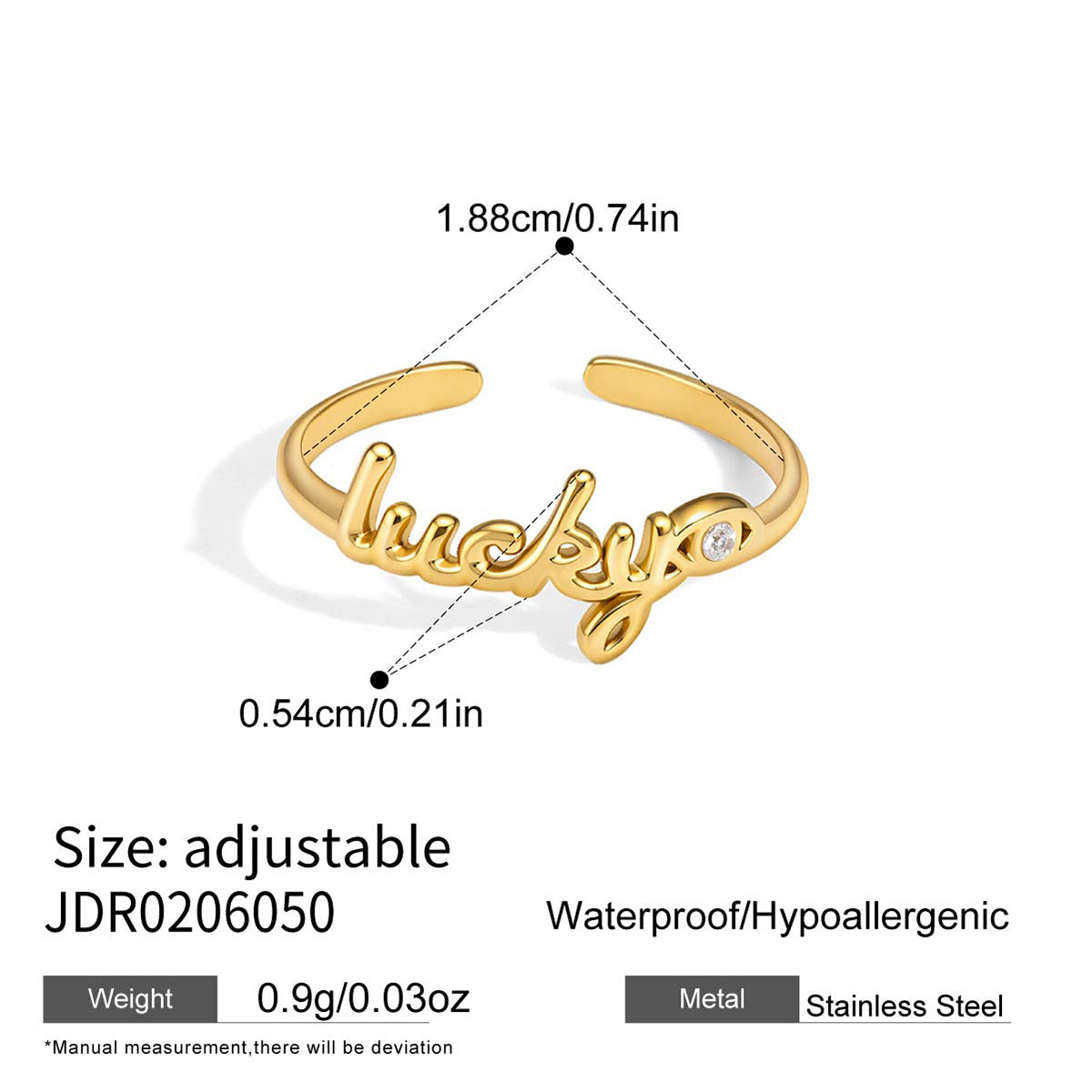 Sparkling Evil Eye "Love & Lucky" Stacking Ring