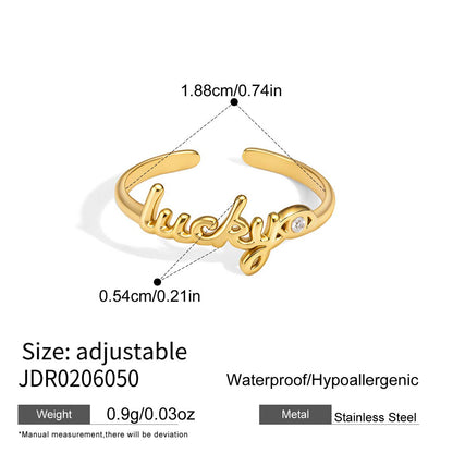 Sparkling Evil Eye "Love & Lucky" Stacking Ring