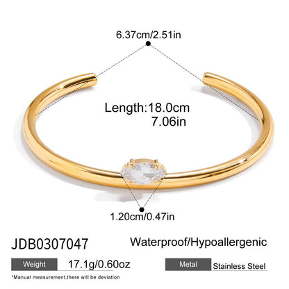 18K Gold CZ Open Cuff Bracelet