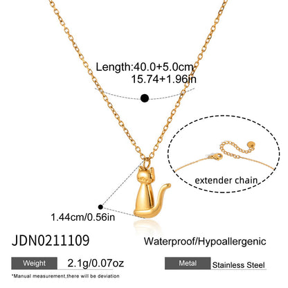 18K Gold Plated Cute Dog & Cat Necklace
