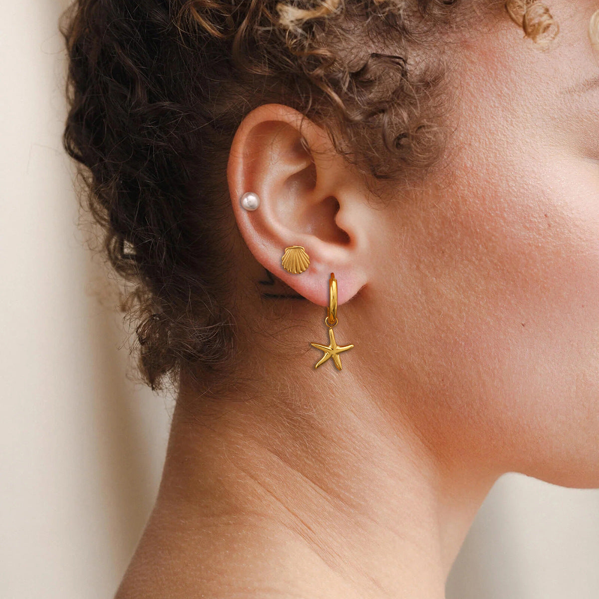 Coastal Grace Earring Set – Shell, Starfish & Mini Pearl