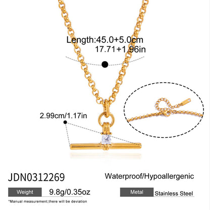 T-Bar Minimalist CZ Necklace