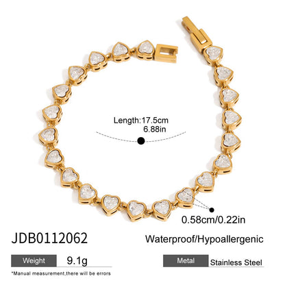 Colorful Heart CZ Tennis Bracelet