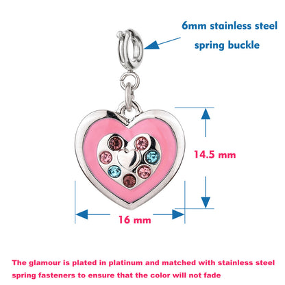 Pink Rhinestone Heart Charm