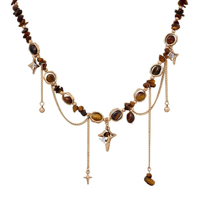 Vintage Tiger Eye Tassel Necklace