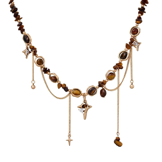 Vintage Tiger Eye Tassel Necklace