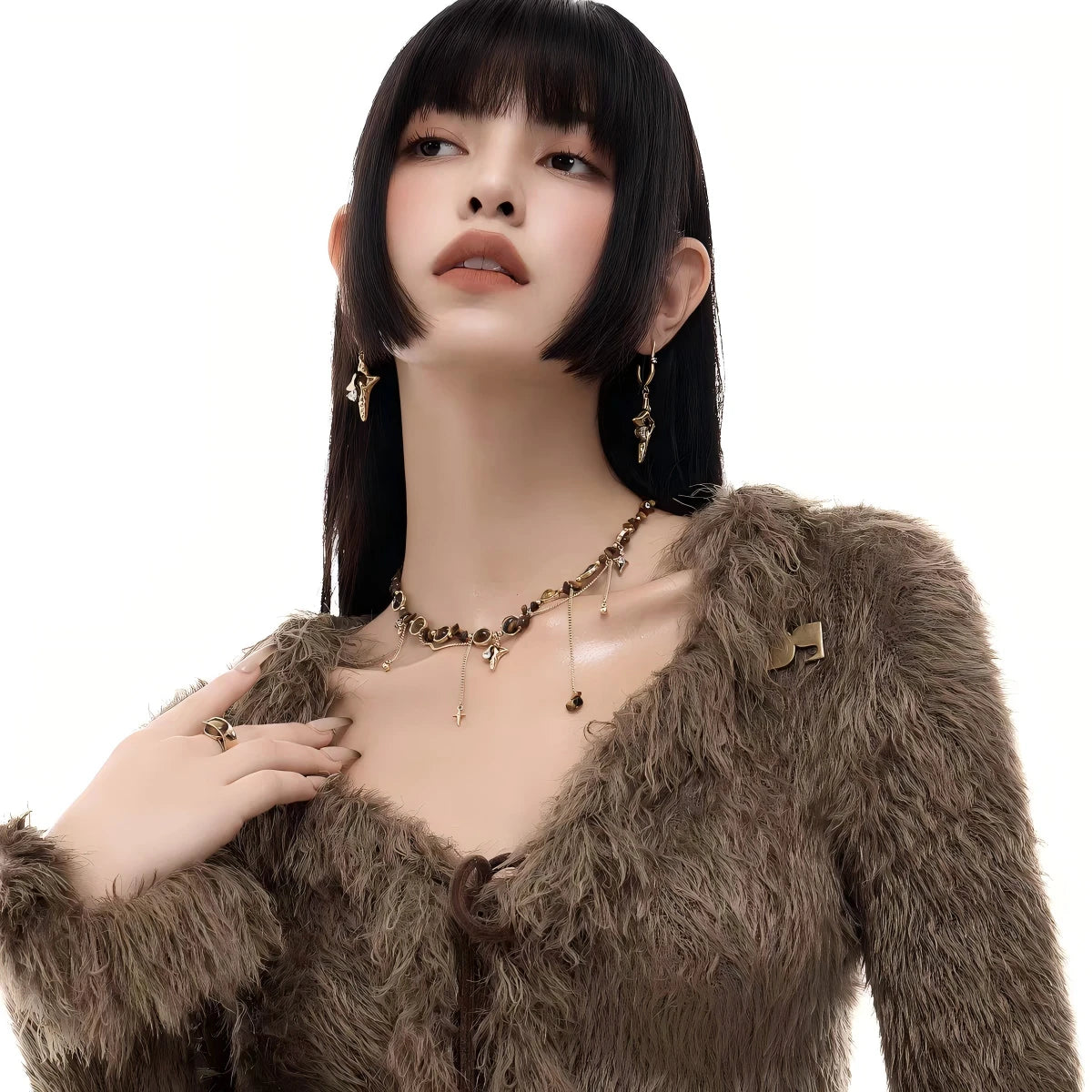 Vintage Tiger Eye Tassel Necklace