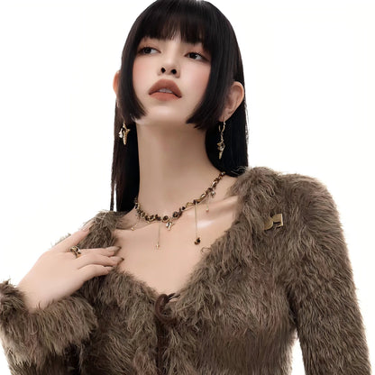 Vintage Tiger Eye Tassel Necklace