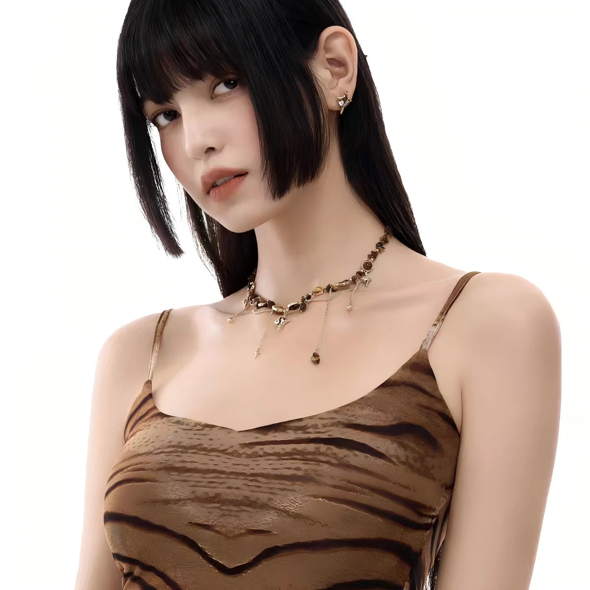 Vintage Tiger Eye Tassel Necklace