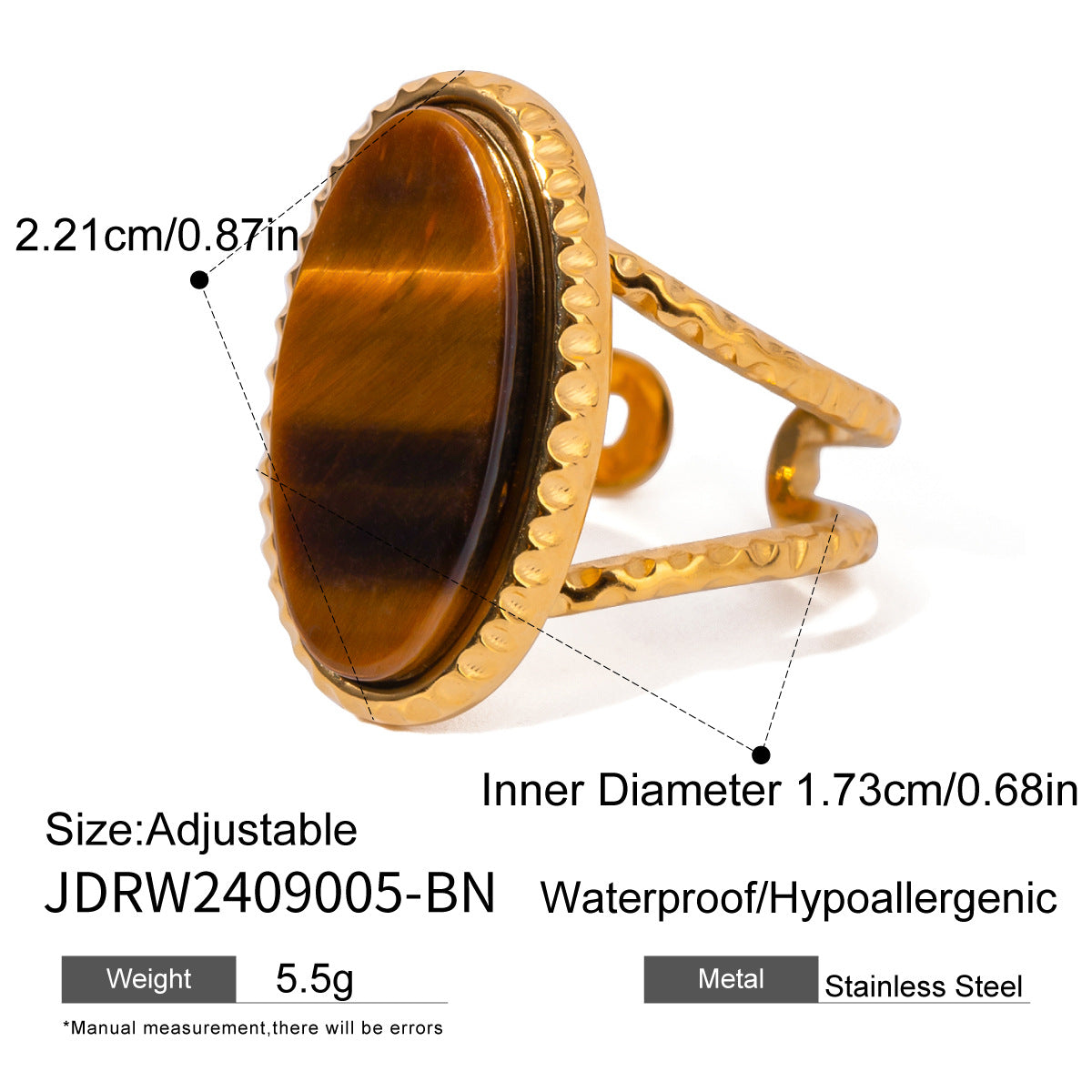Vintage Tiger's Eye Open Stacking Ring
