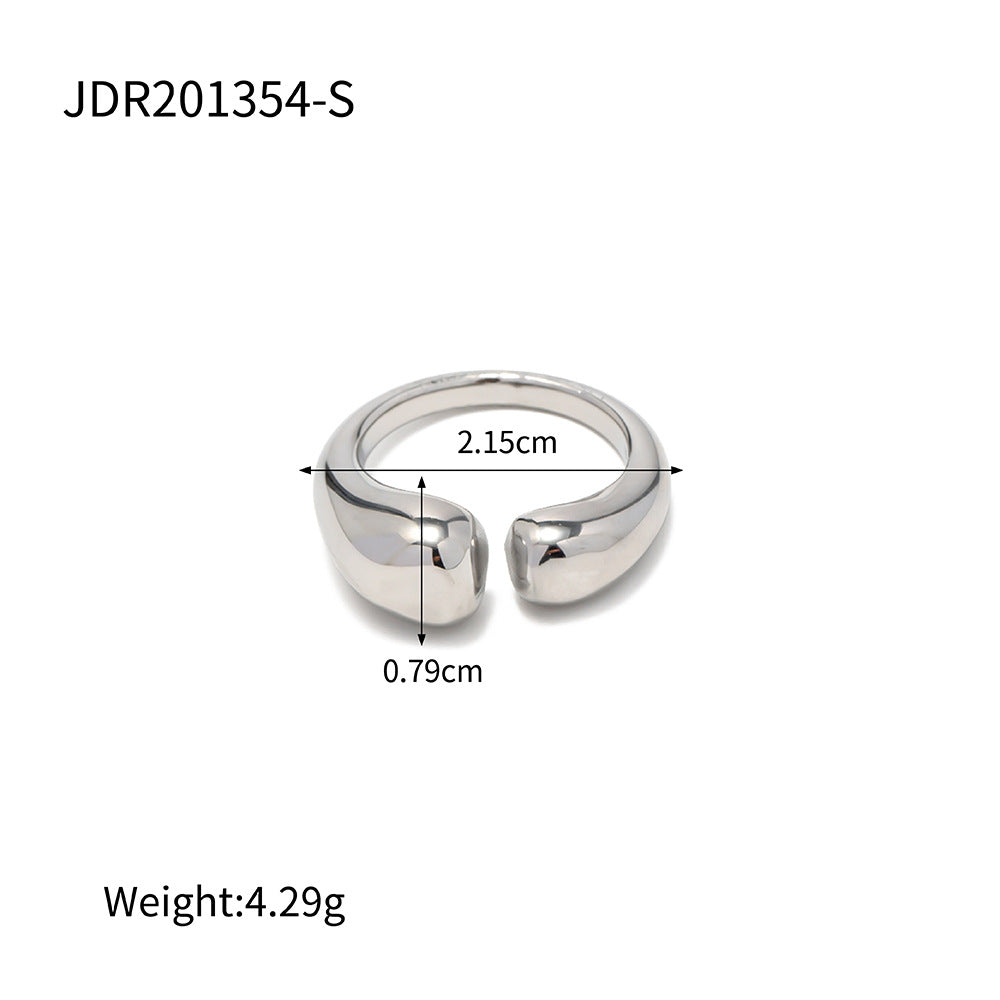 Sleek Asymmetric Teardrop Open Ring