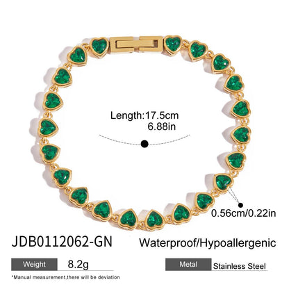 Colorful Heart CZ Tennis Bracelet