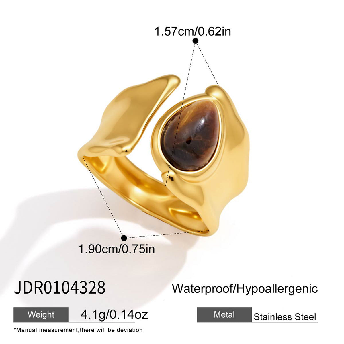 Modern Irregular Tiger's Eye Ring