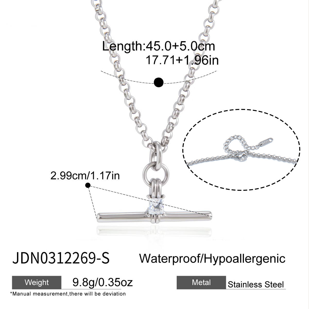 T-Bar Minimalist CZ Necklace