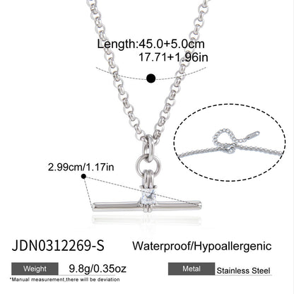 T-Bar Minimalist CZ Necklace
