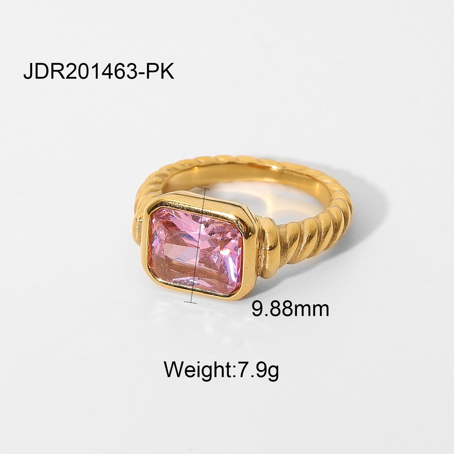 Croissant Twisted Emerald-Cut Ring