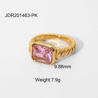 Croissant Twisted Emerald-Cut Ring