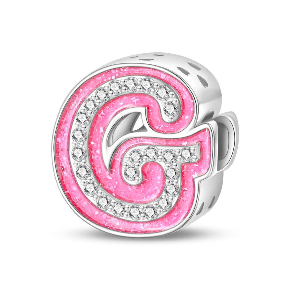 Pink Rhinestone Letter Charm
