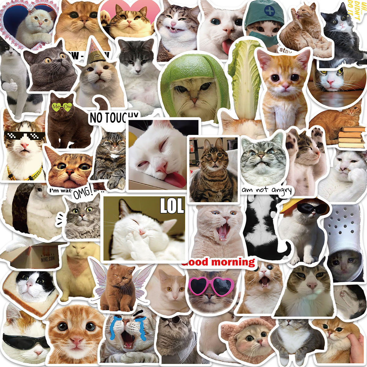 50PCS Funny Cats & Dogs Paper Stickers