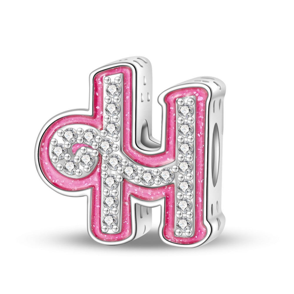 Pink Rhinestone Letter Charm
