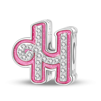 Pink Rhinestone Letter Charm