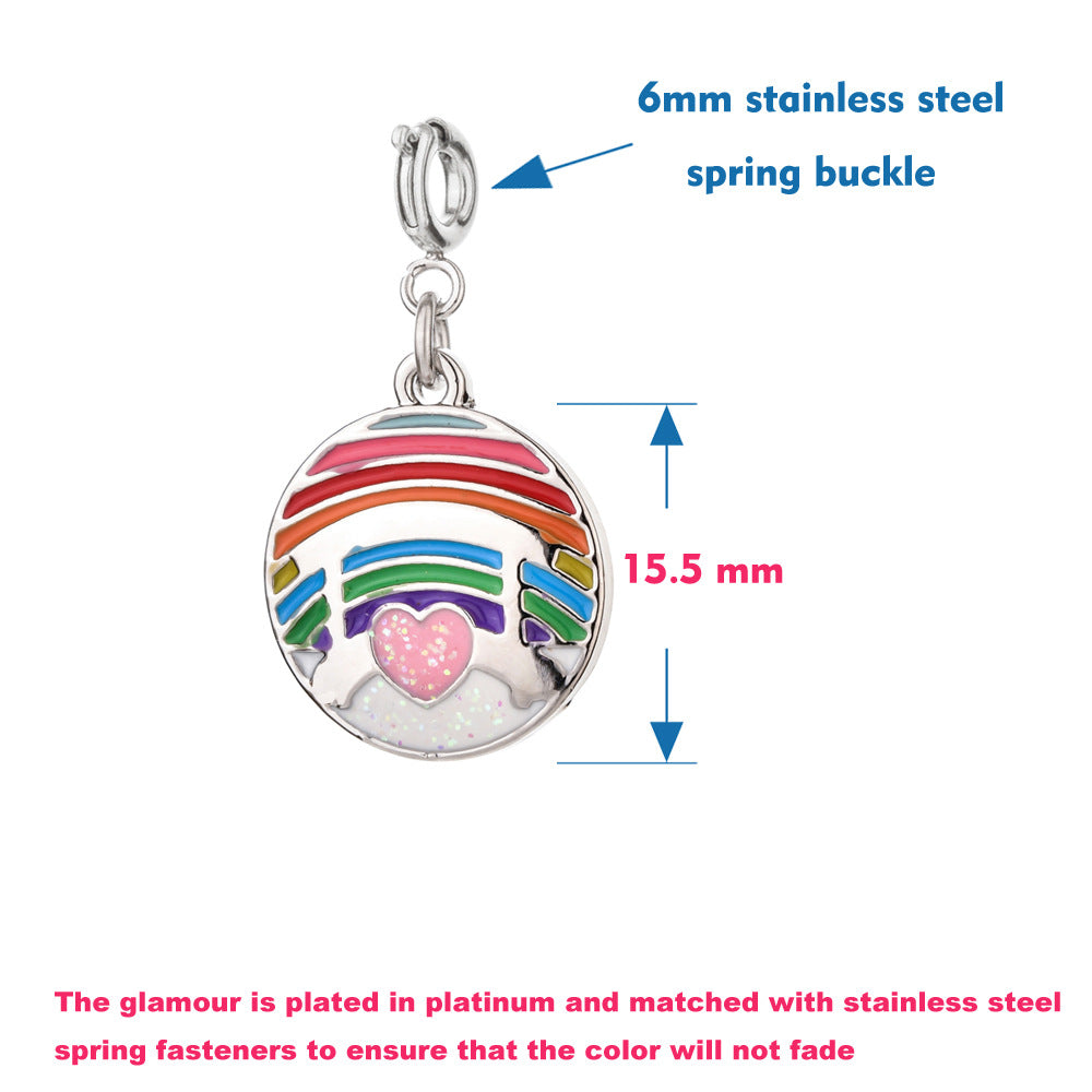 Rainbow Pink Heart Charm