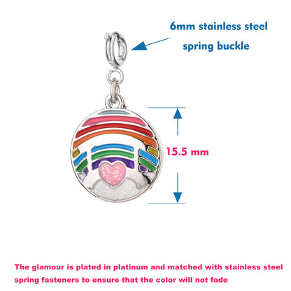 Rainbow Pink Heart Charm