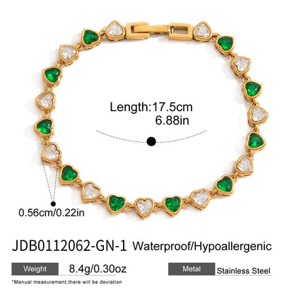 Colorful Heart CZ Tennis Bracelet