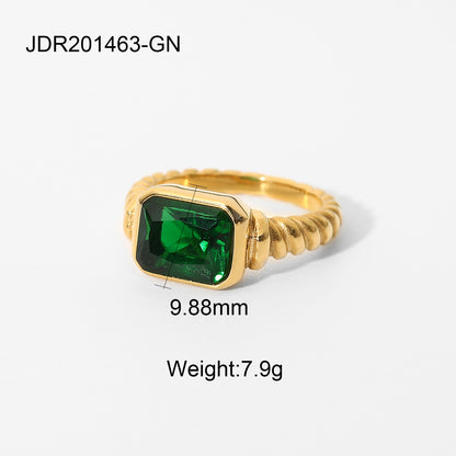 Croissant Twisted Emerald-Cut Ring