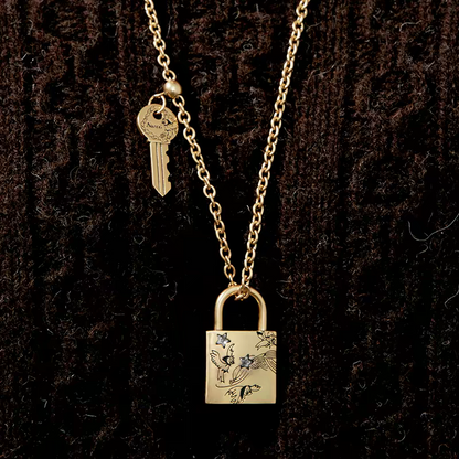 Vintage Key & Lock Pendant Necklace