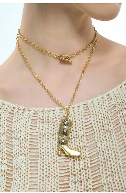 Vintage Boot Flower Necklace