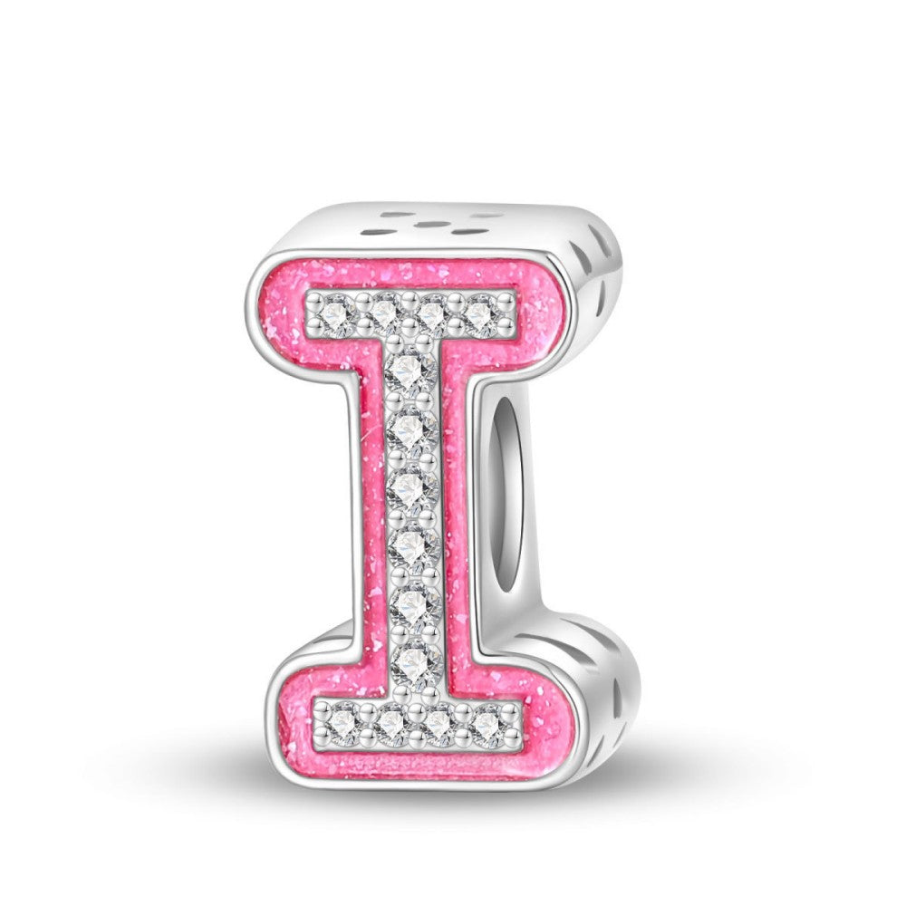 Pink Rhinestone Letter Charm