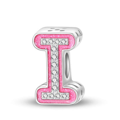 Pink Rhinestone Letter Charm